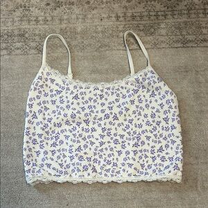 Forever 21 Purple Floral Lace Cropped Tank Top.